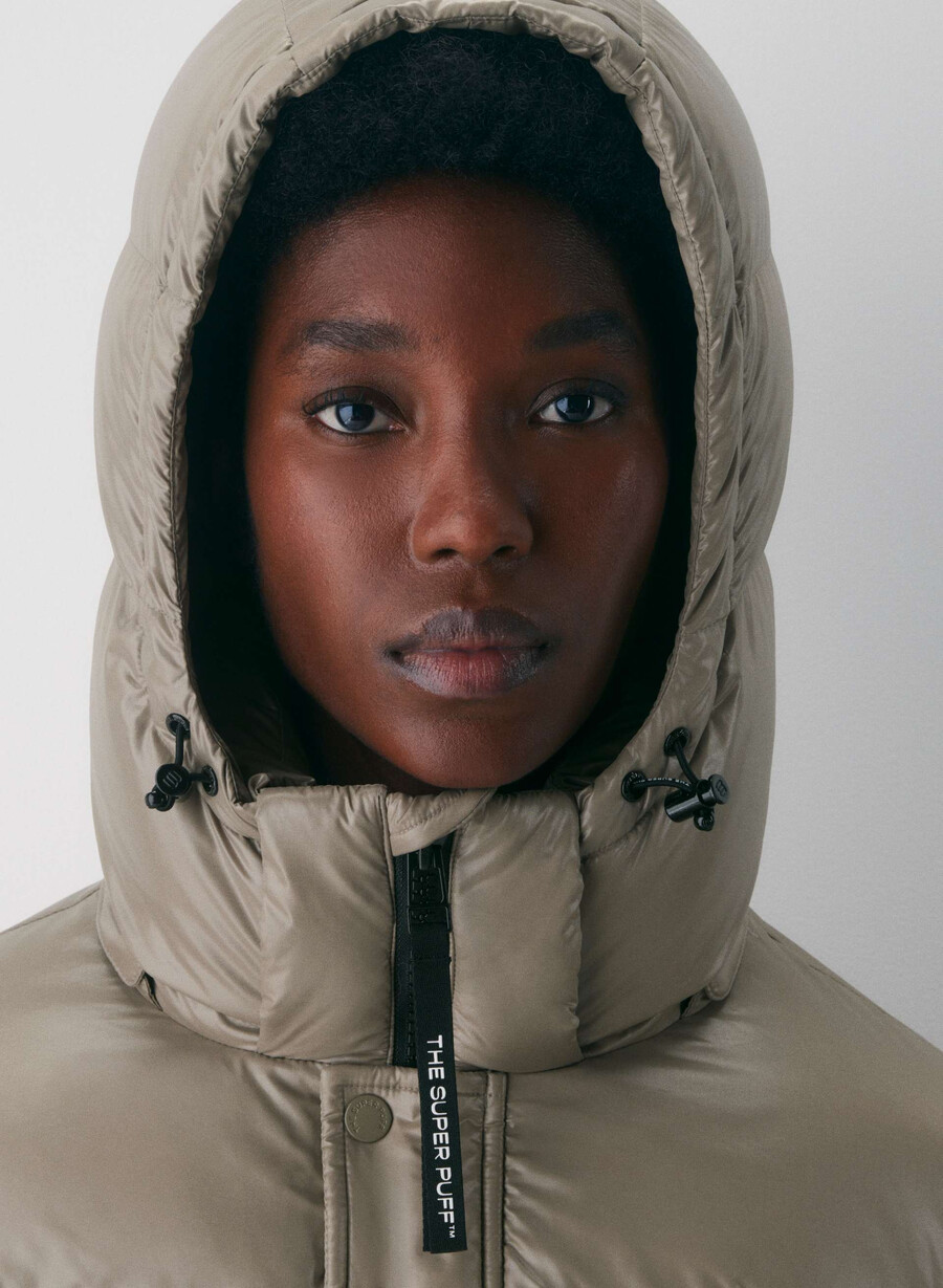 super puff høyglanset moderne taupe