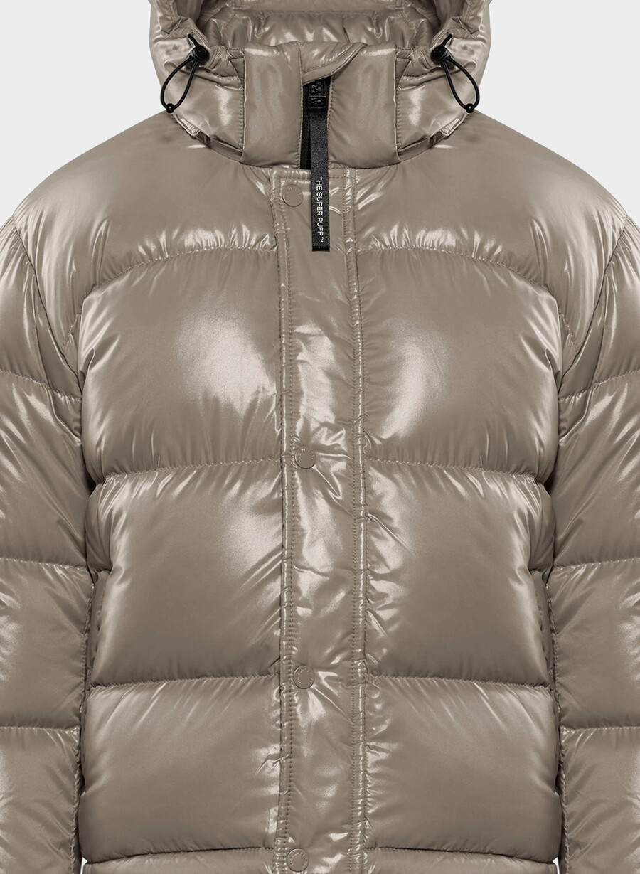 the super puff shorty - høyglanset moderne taupe