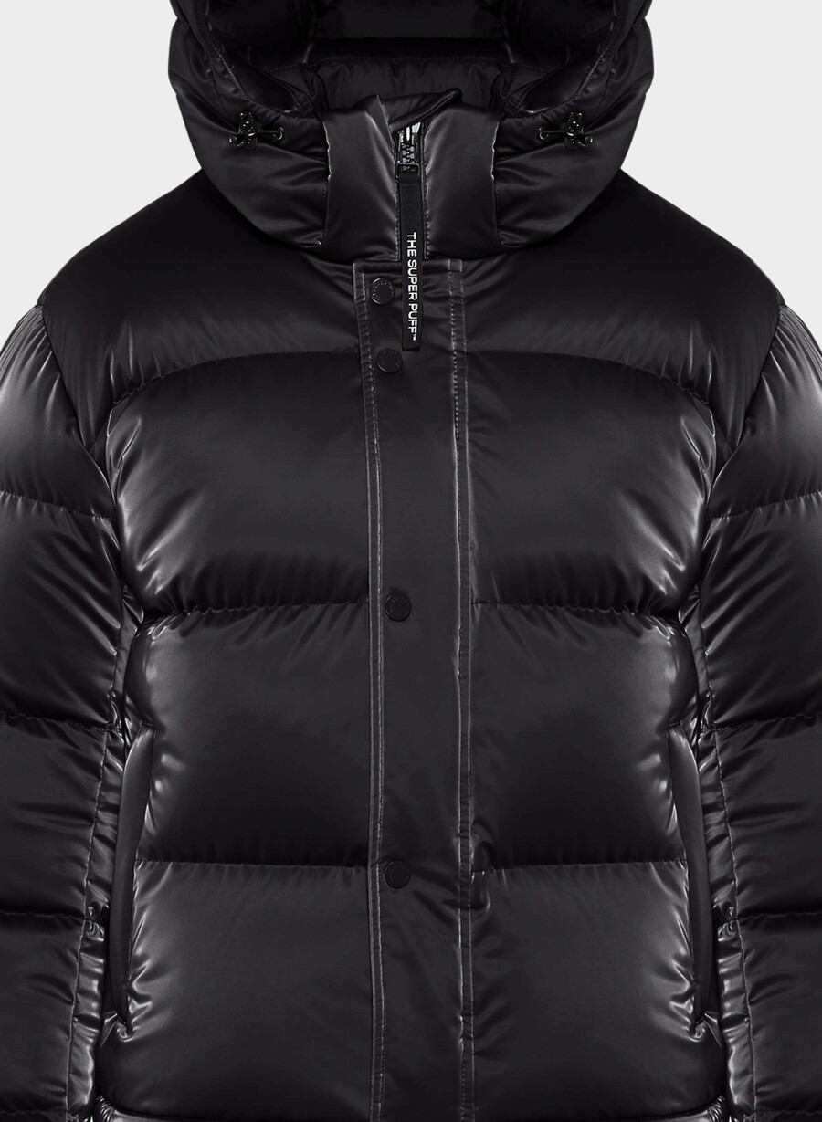 the super puff shorty – flytende glans svart