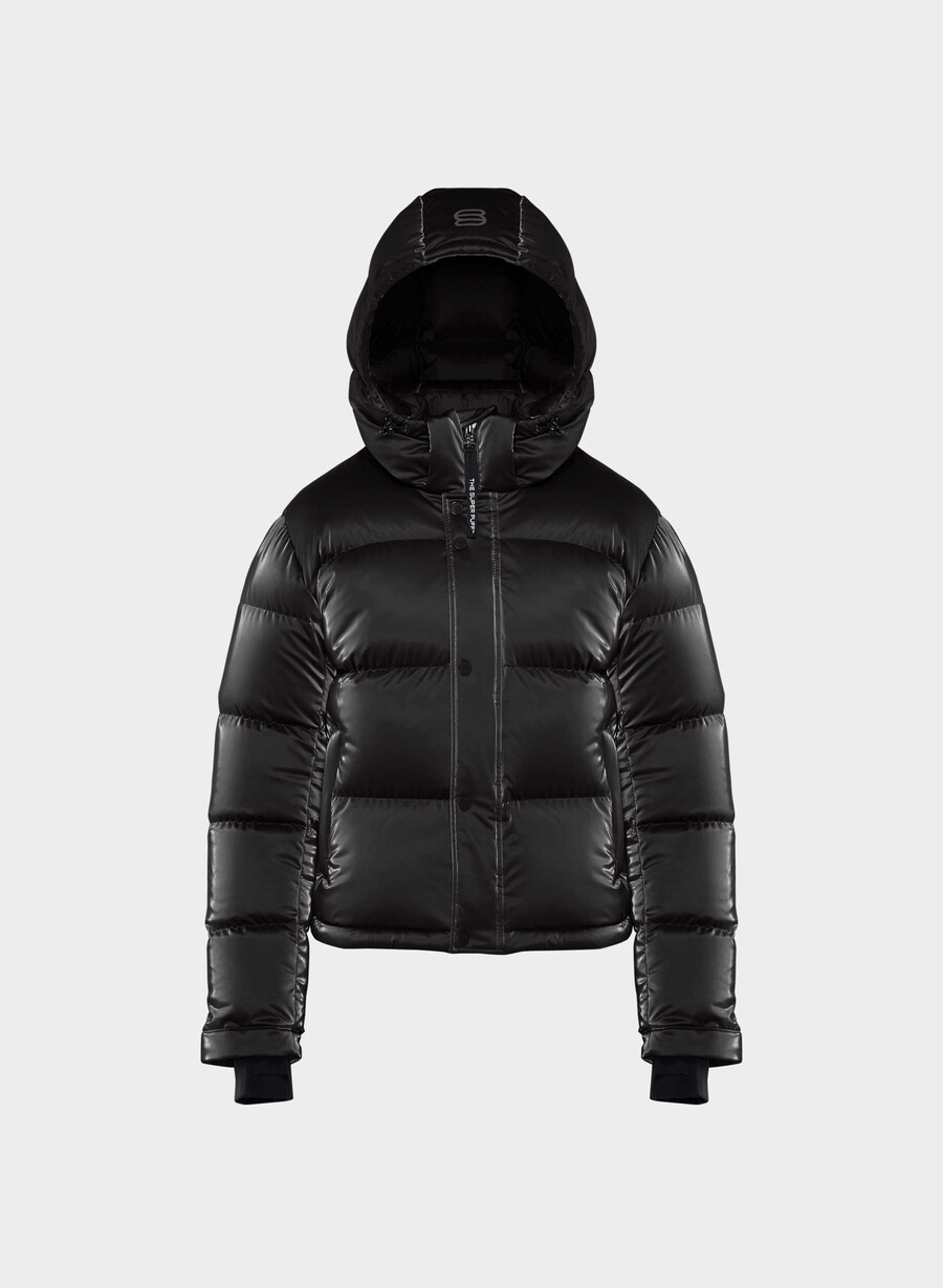 the super puff shorty – flytende glans svart