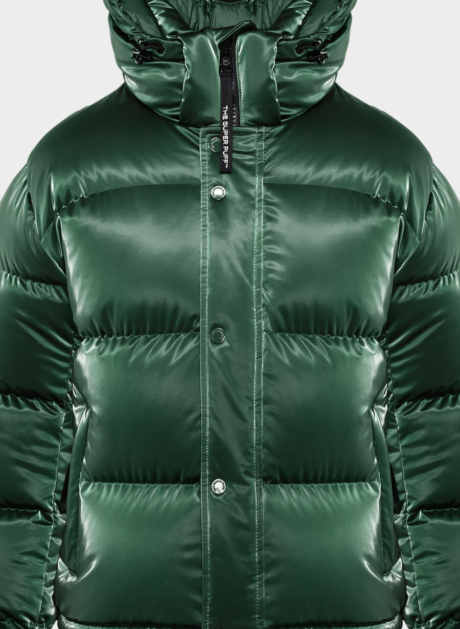 the super puff shorty – flytende glans campus green