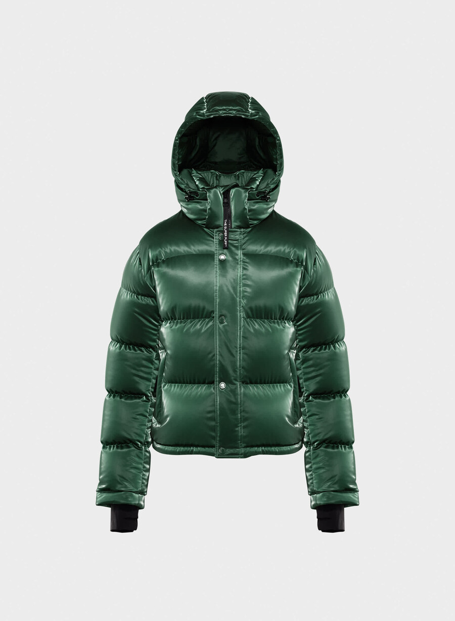 the super puff shorty – flytende glans campus green