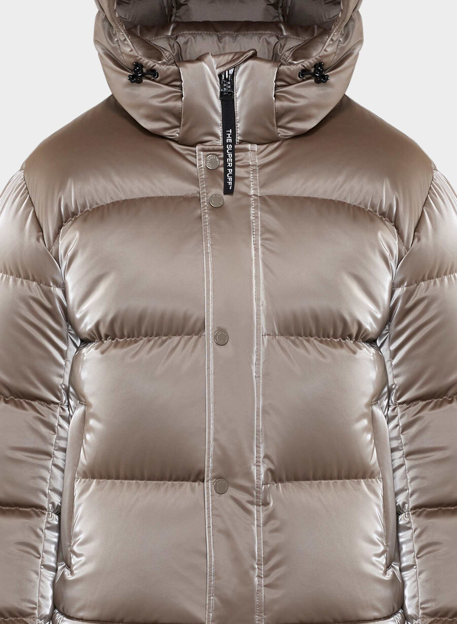 the super puff shorty – flytende glans moderne taupe