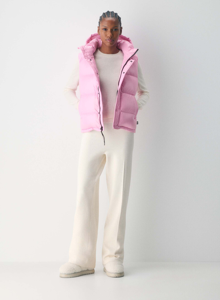 super puff-vest – høyglanset morganittrosa