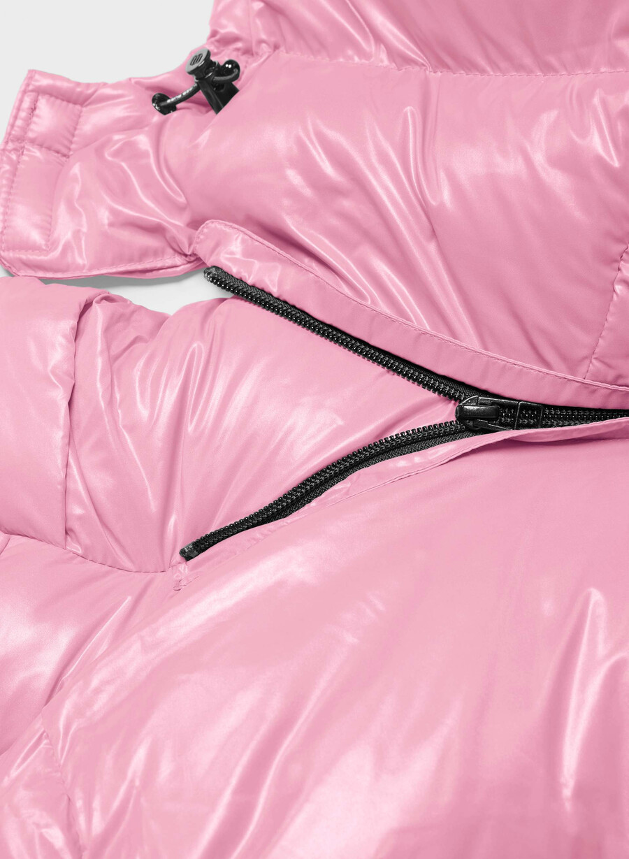super puff-vest – høyglanset morganittrosa