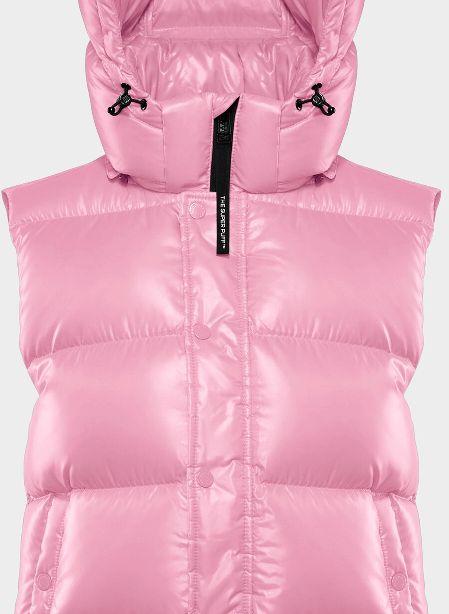 super puff-vest – høyglanset morganittrosa