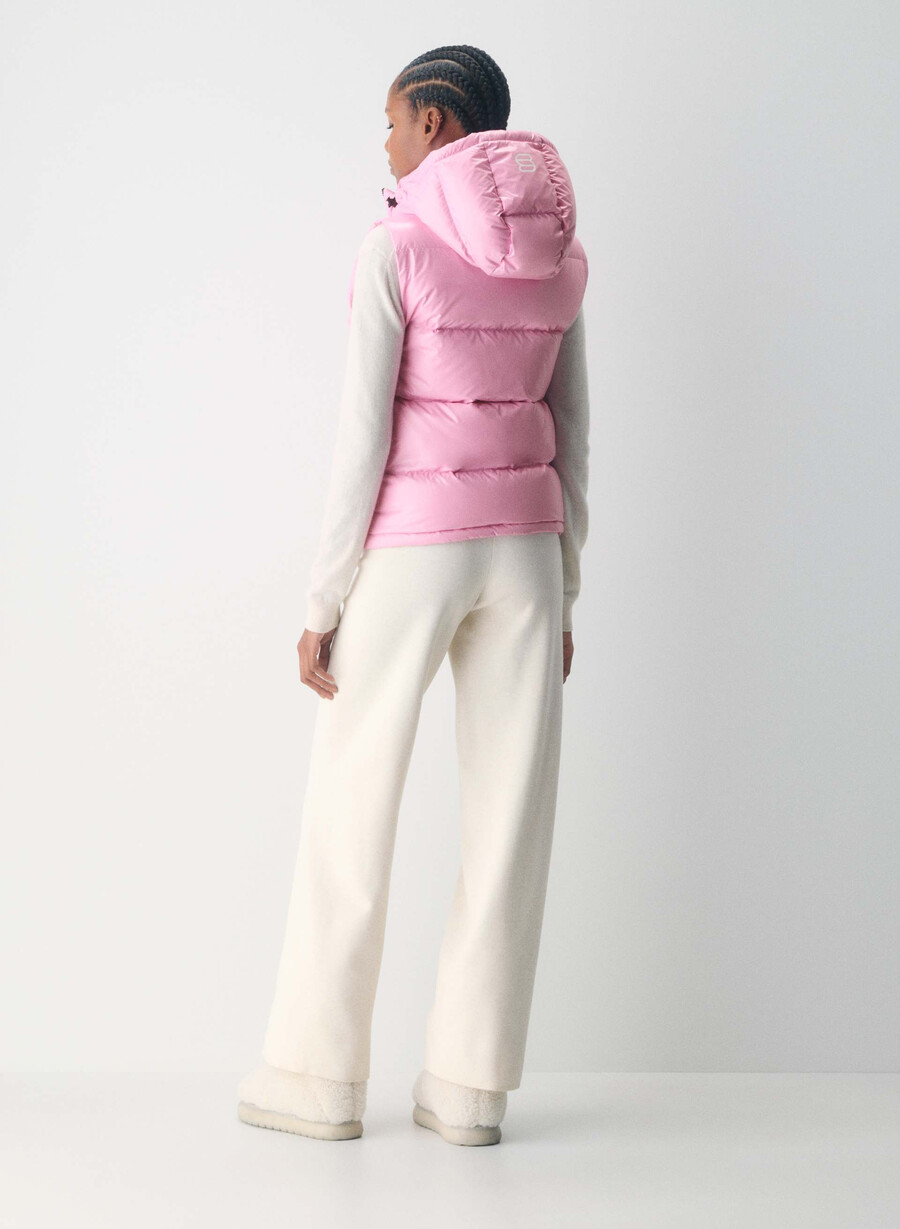 super puff-vest – høyglanset morganittrosa