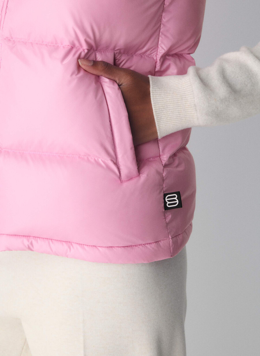 super puff-vest – høyglanset morganittrosa