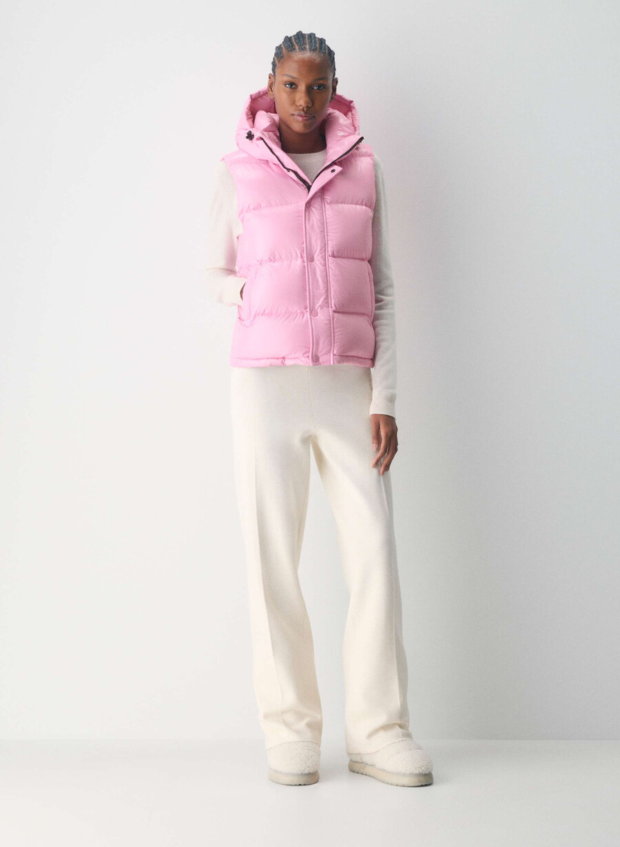 super puff-vest – høyglanset morganittrosa