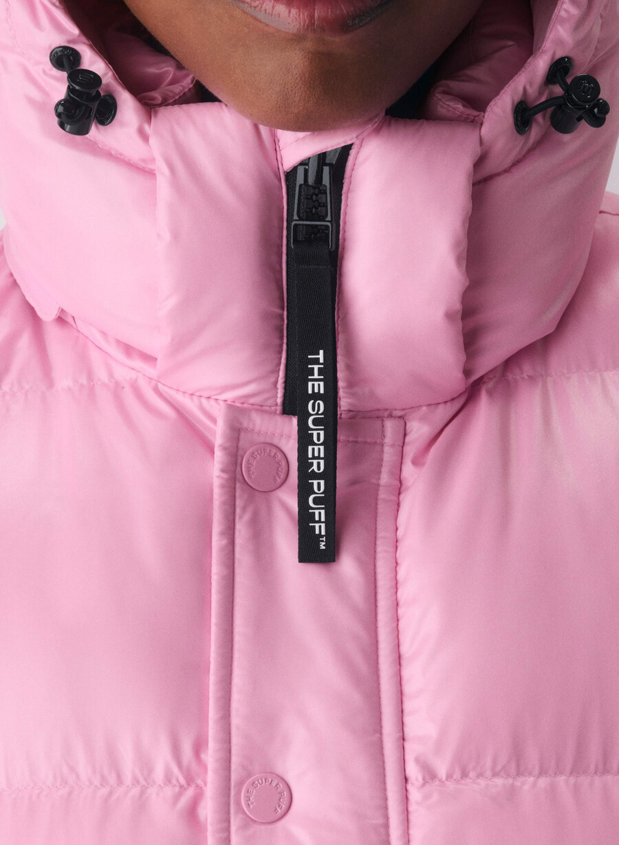 super puff-vest – høyglanset morganittrosa
