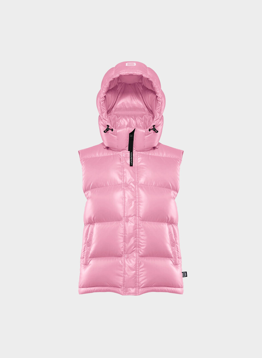 super puff-vest – høyglanset morganittrosa