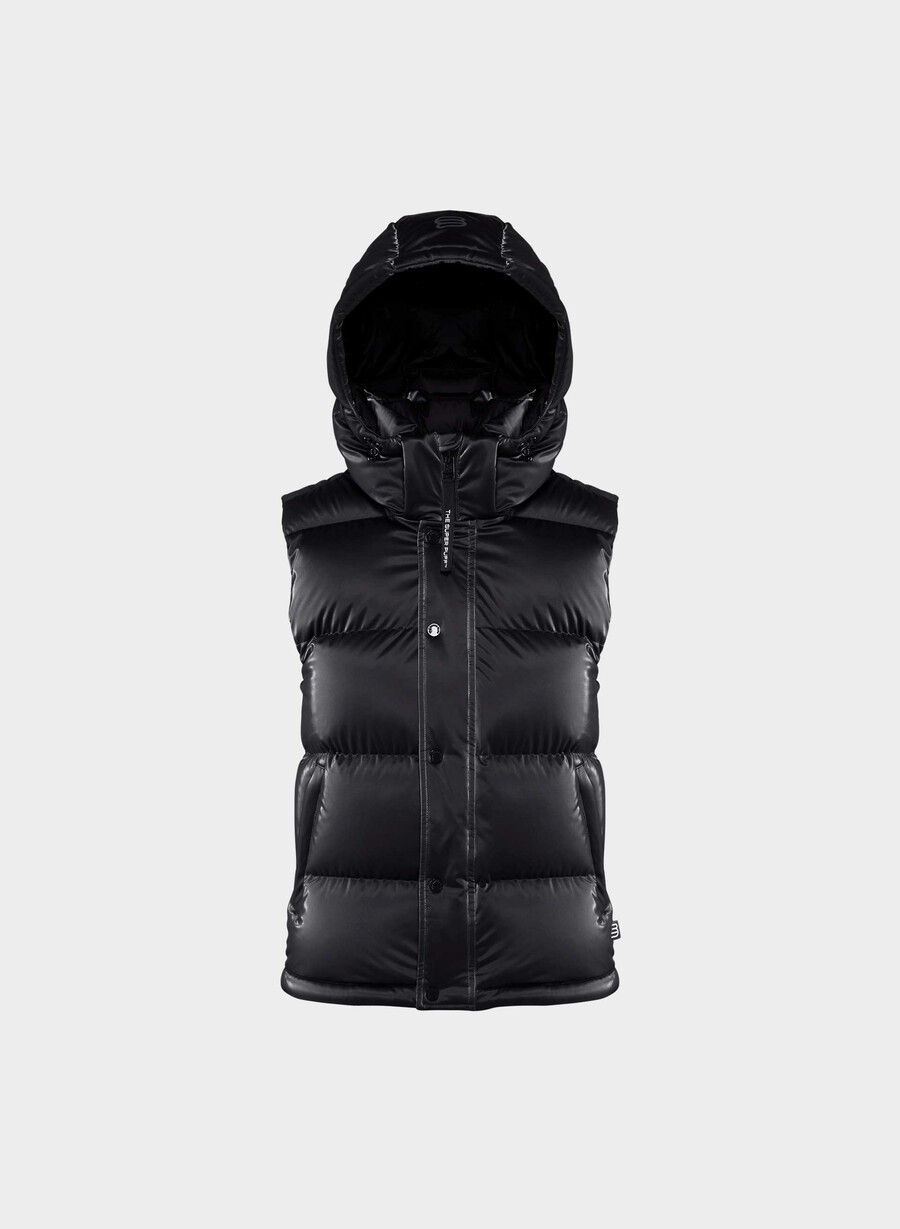 super puff-vesten – liquid shine svart