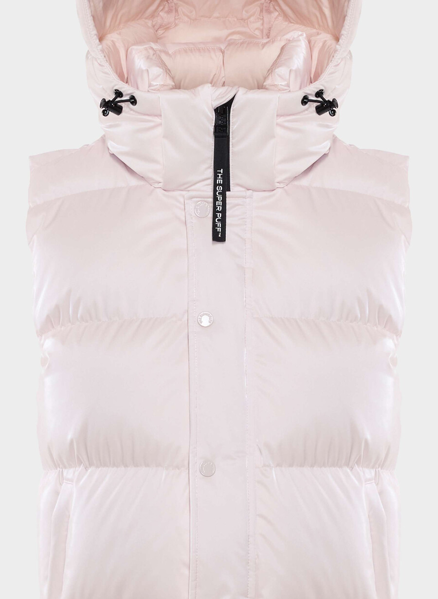 super puff-vesten – liquid shine mochi rosa