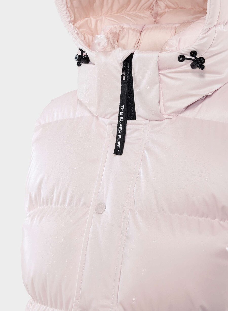 super puff-vesten – liquid shine mochi rosa