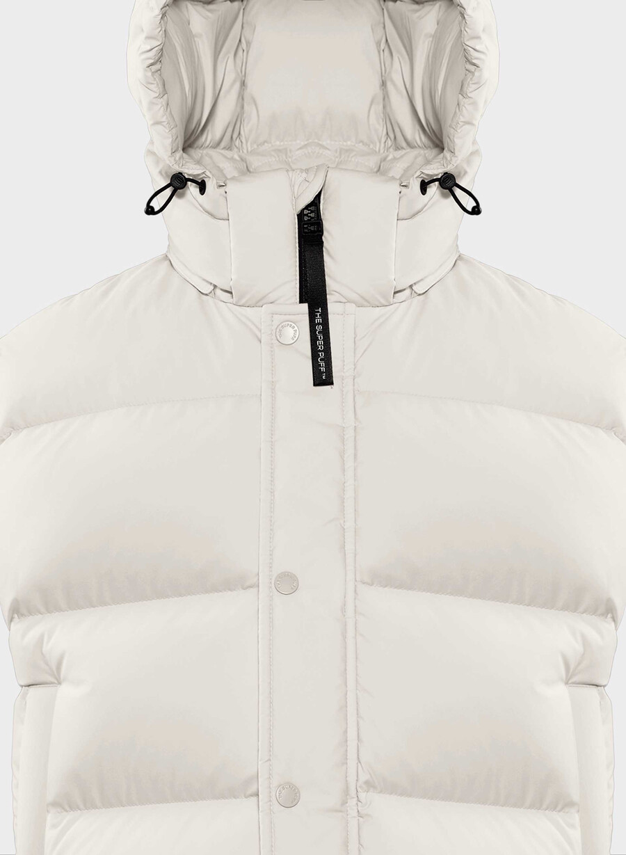 super puff shorty vest – climatte matte pearl