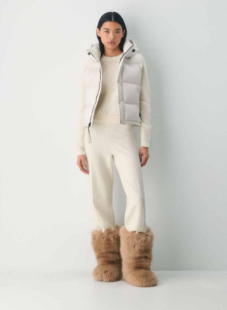 super puff shorty vest – climatte matte pearl