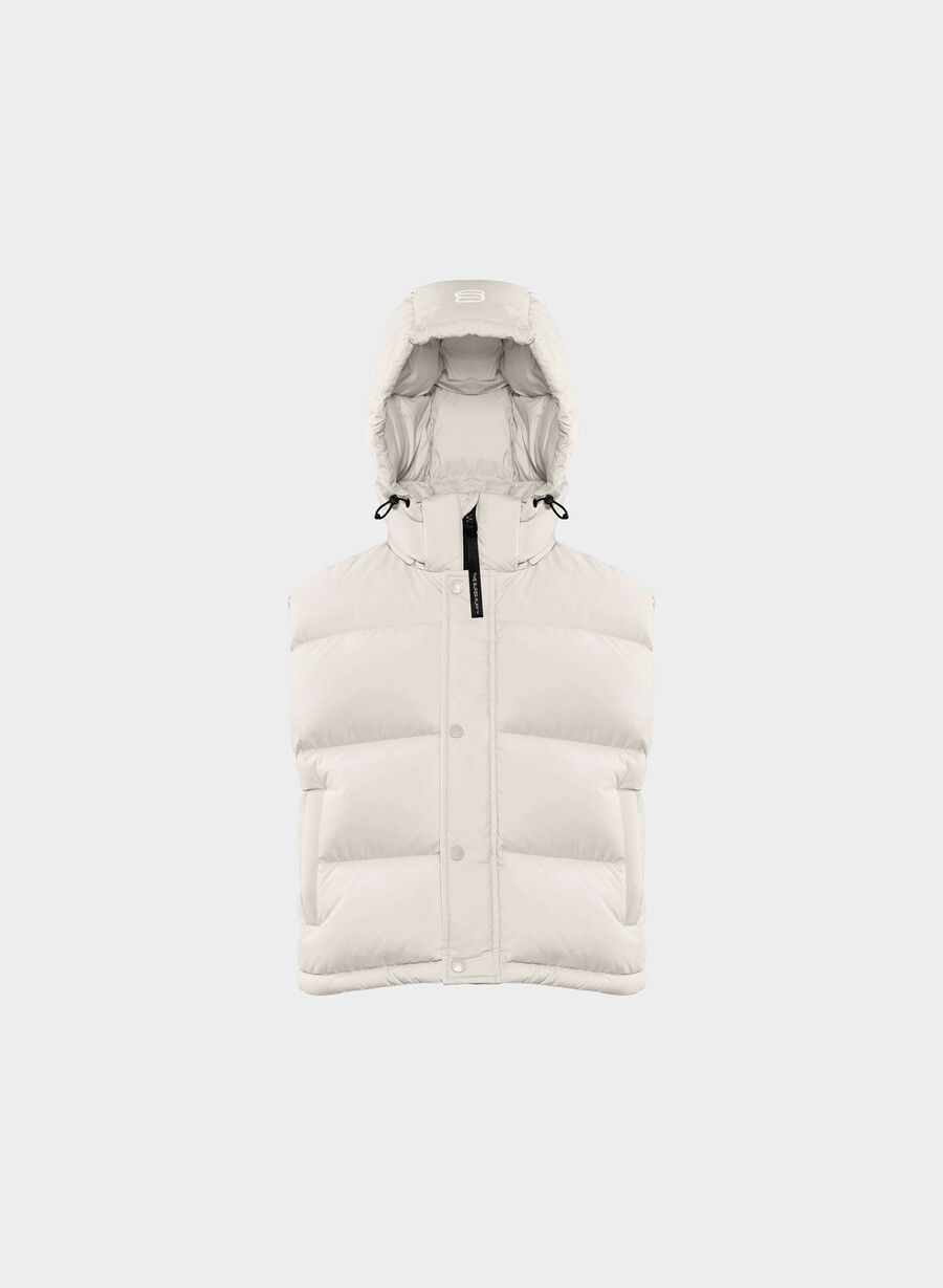 super puff shorty vest – climatte matte pearl