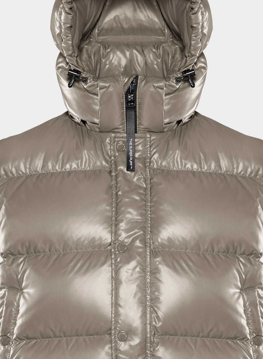 super puff shorty vest - hi-gloss moderne taupe