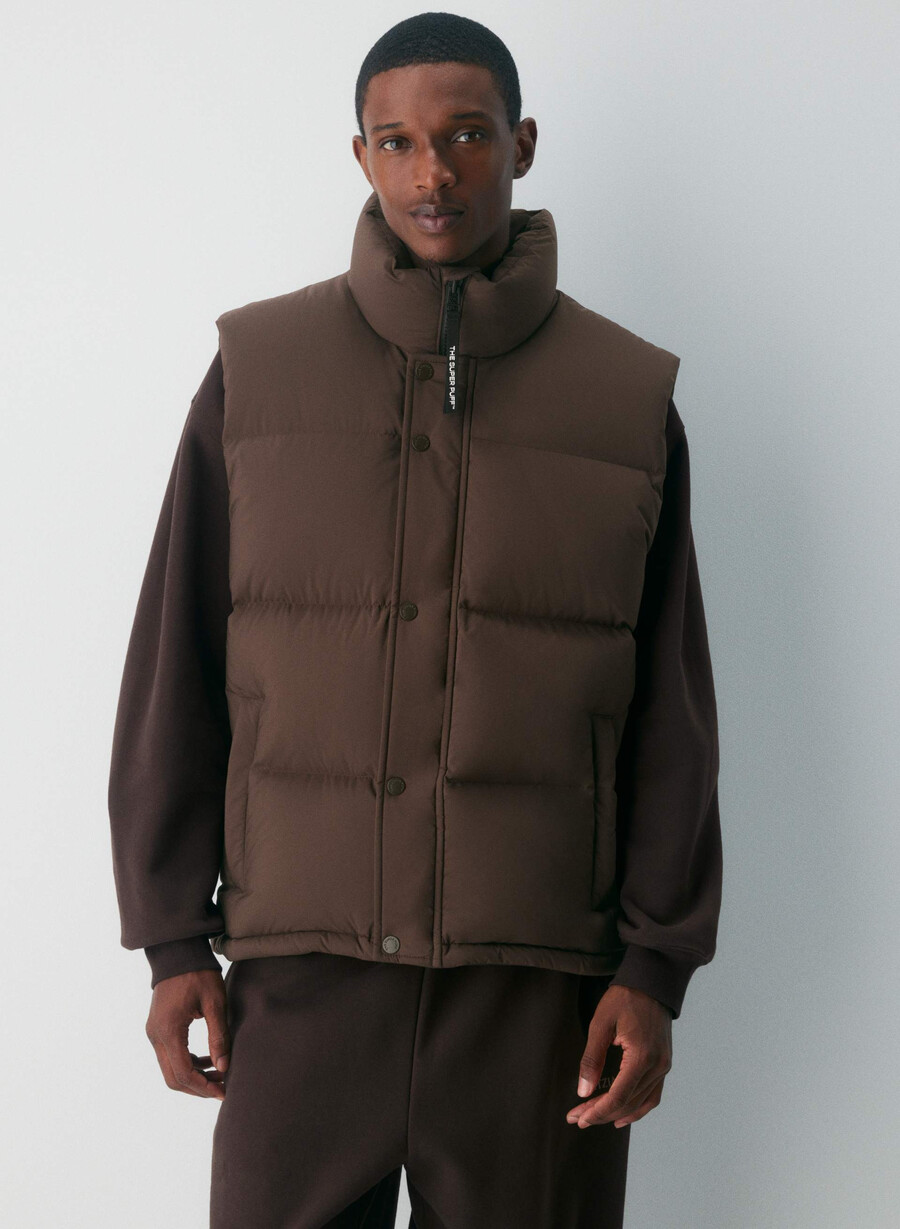 super puff-vest herre – climatte rich mocha brown