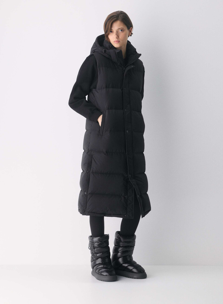 super puff lang vest - climatte svart