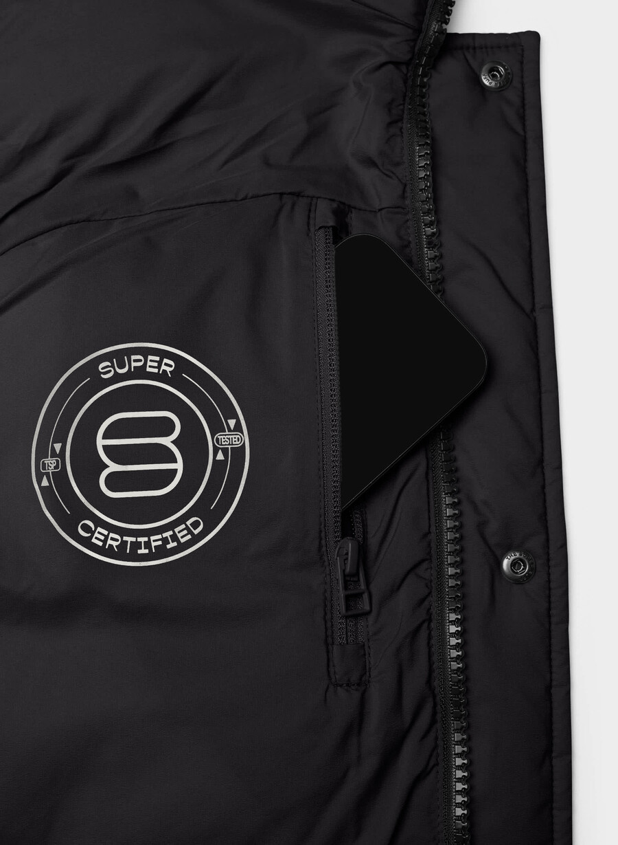 super puff lang vest - climatte svart