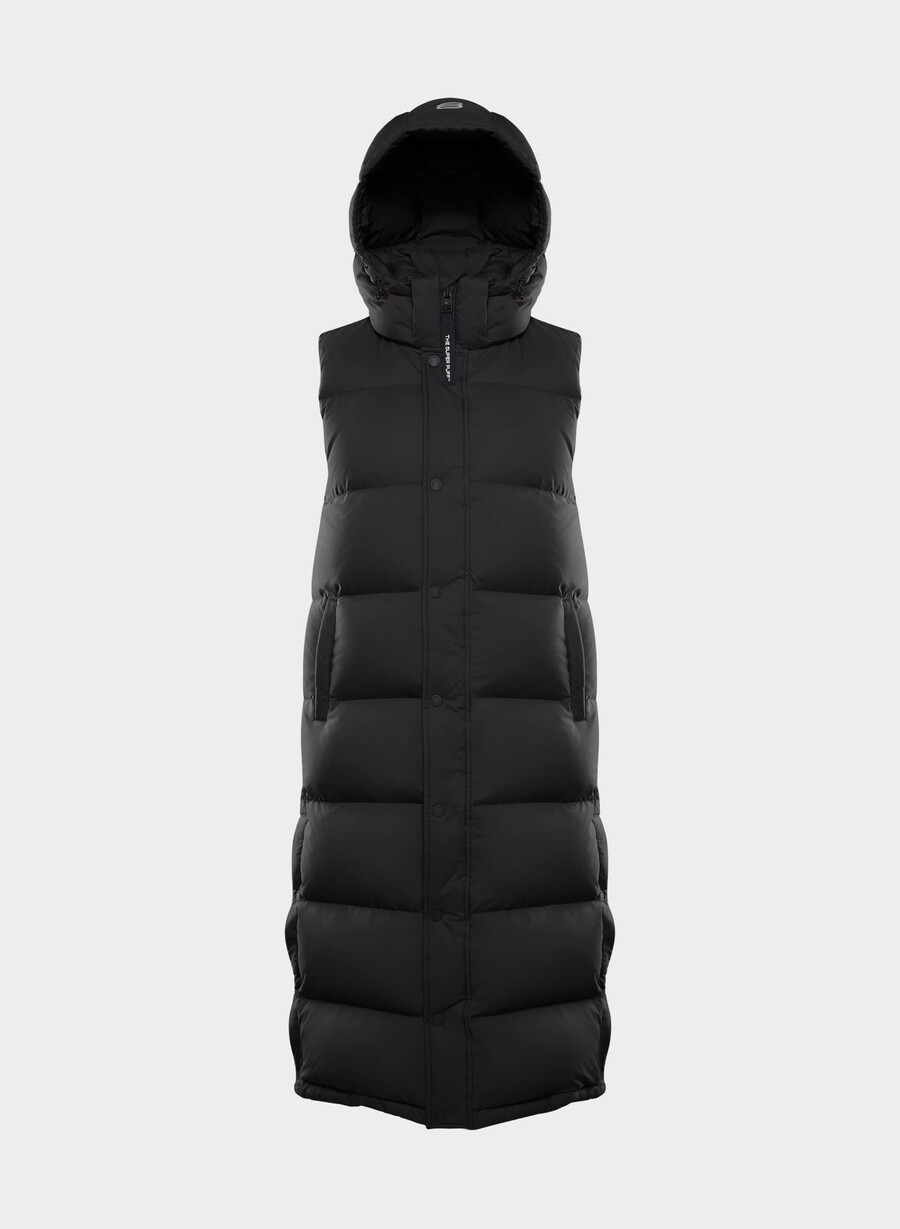 super puff lang vest - climatte svart